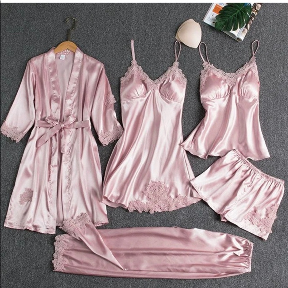 blushysilk 5 piece silk pajamas set